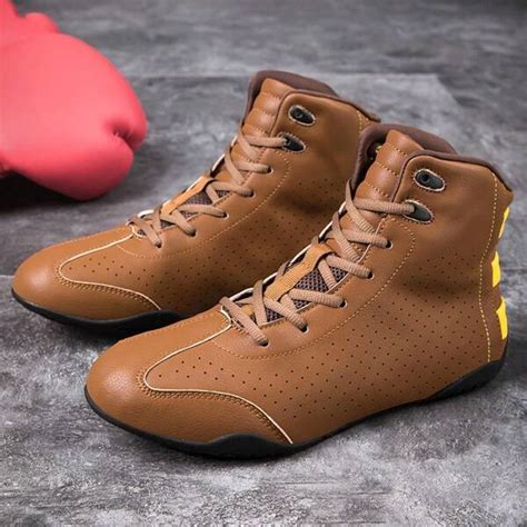 Sapatos De Wrestling Masculinos De Cano Alto Resistentes Abras O E