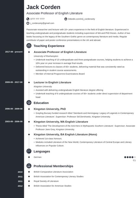 Academic Cv Template Examples Best Format And Tips