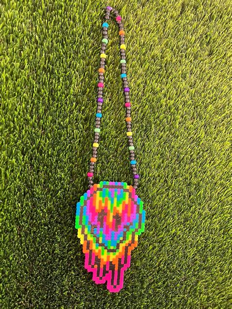 Trippy Face Melt Rainbow Perler Rave Trippy Large Plur Festivals Perler