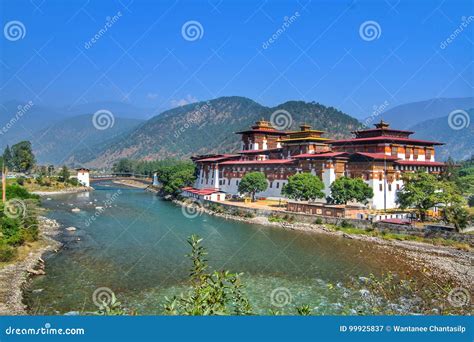 Punakha Dzong Monastery or Pungthang Dewachen Phodrang Stock Image ...