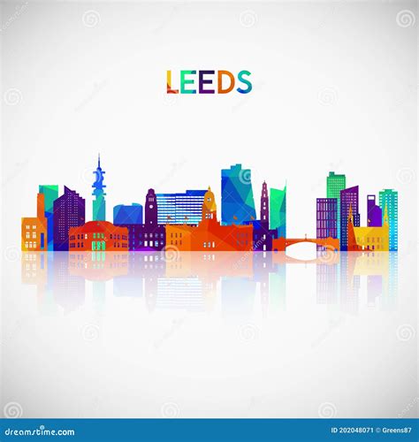 Leeds Skyline Silhouette In Colorful Geometric Style Stock Vector