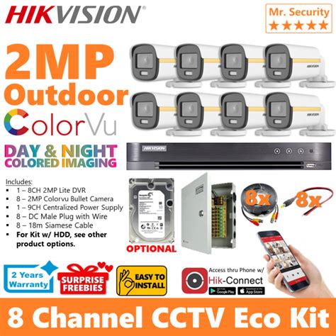 Hikvision Ch Mp Cameras Colorvu Outdoor Bullet Ch Diy Cctv Package