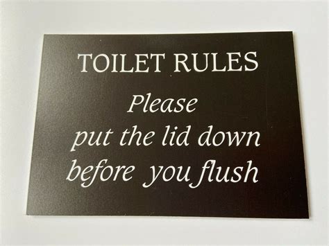 Toilet Rules Sign Please Put The Lid Down Before You Flush Ebay