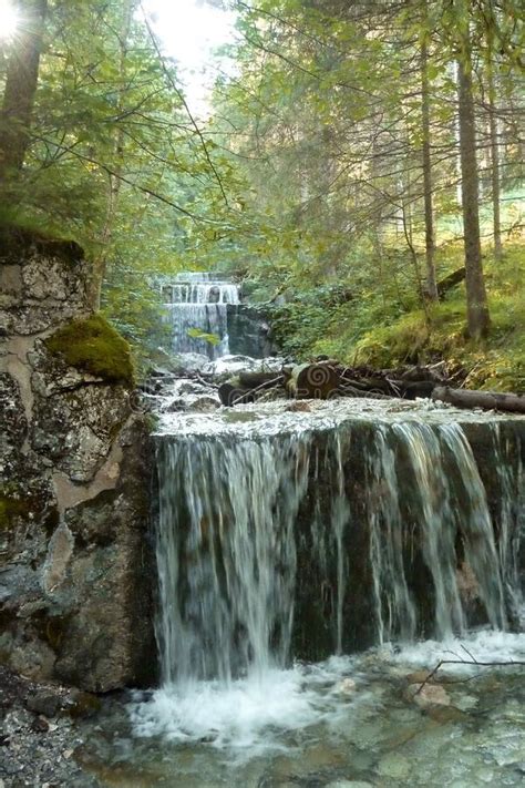 Waterfall at Mountain Hiking Tour To Tegelberg Mountain, Bavaria, Germany Stock Image - Image of ...