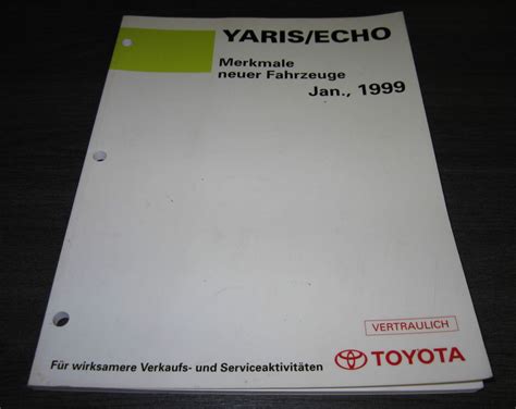 Werkstatthandbuch Merkmale Neuer Fahrzeuge Toyota Yaris Echo Scp