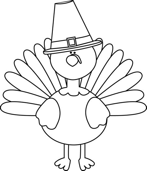 Black and White Turkey Pilgrim Clip Art - Black and White Turkey ...