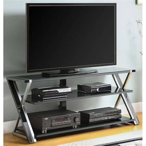 Whalen Furniture Black Tv Stand For 65 Flat Panel Tvs With Tempered