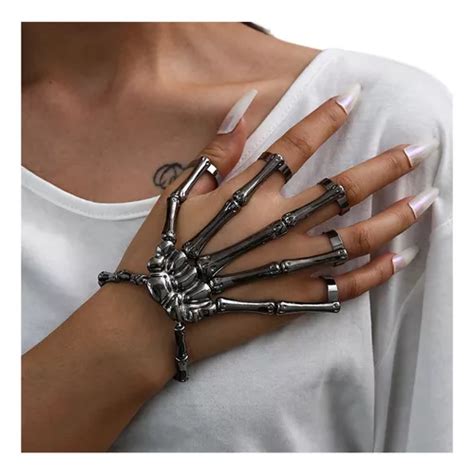 Pulsera Mano Esqueleto Goth Punk Dedos Ajustables Pulseras Cuotas Sin