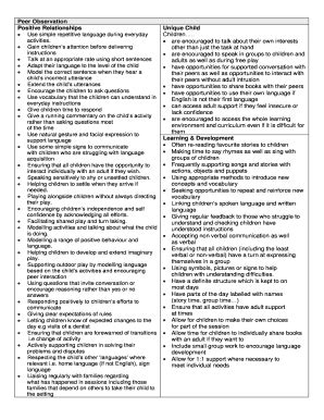 Fillable Online Peer Observation Checklist Peer Observation Checklist