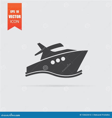 Yacht Icon In Flat Style Isolated On Grey Background Stock Vector