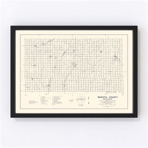 Vintage Map of Washita County, Oklahoma 1936 by Ted's Vintage Art