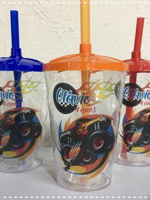 Copo 300 Ml Tampa E Canudo Hot Wheels Elo7