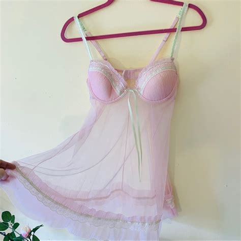 Intimates Sleepwear Vintage Lingerie Baby Doll Sheer Pastel Gown Poshmark