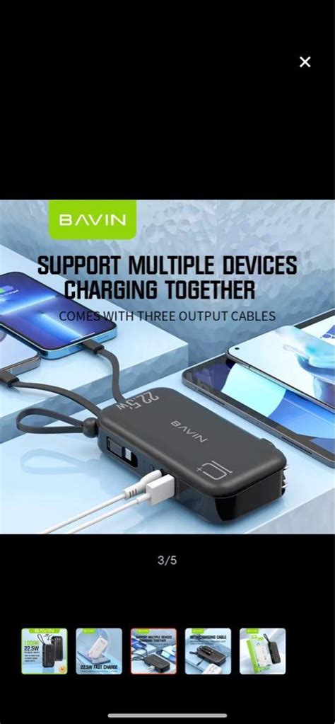 On Hand Original Bavin Powerbank With Plug And Cables Mah