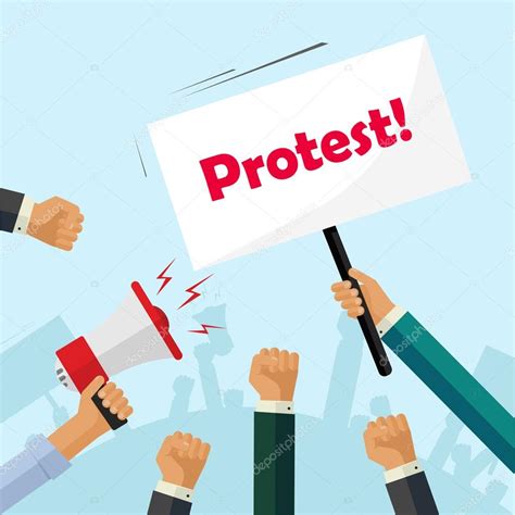 Protesters hands holding protest signs, crowd people, political - Clip Art Library