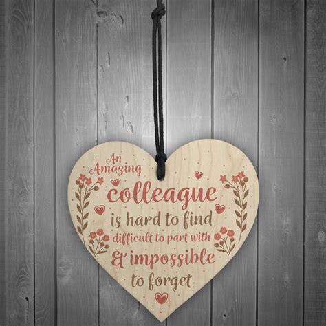 Friendship Colleague T Wooden Heart Plaque Work Friend T