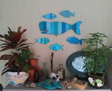 Wooden Fish Wall Decor Fish Decor Painted Fish Decor Fish Art Sea Art ...