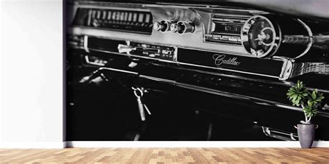 Cadillac Black White Poster, Classic Car Wall Painting, Wallpaper Wall Art, Paper Wall Art ...