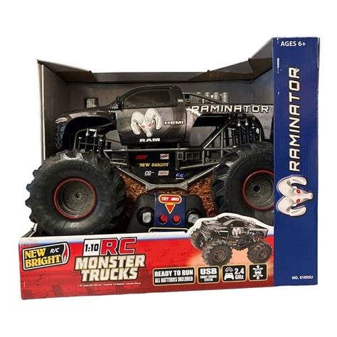 New Bright 1:10 Scale RC Monster Truck 9.6V Rechargeable Battery ...