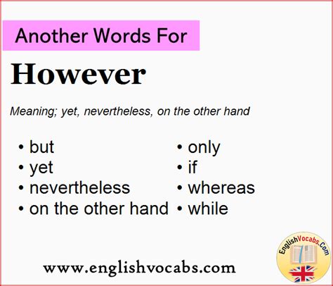 Another Word For However What Is Another Word However English Vocabs