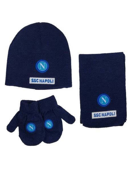 SET CAPPELLINO SCIARPA GUANTI BLU SSC NAPOLI