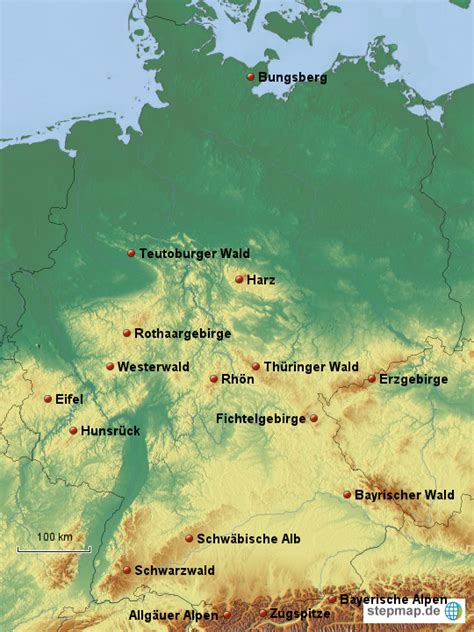 Deutschlands Gebirge Eine Karte Mit Namen Karte Von Afrika