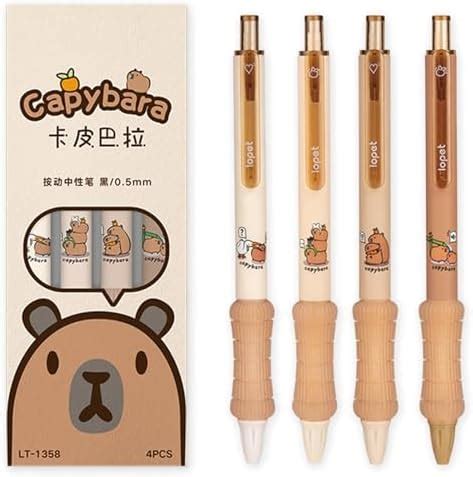 Amazon MOZXIRZ 4 Pcs Cute Retractable Pens Capybara Soft Grip Gel