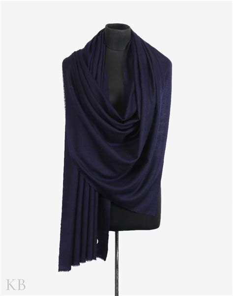 Gi Certified Navy Blue Cashmere Pashmina Shawl