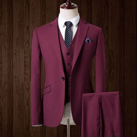 Hb078 Men Wine Red Tuxedo Men Suit 3 Pieces Mens Formal Suits Costume