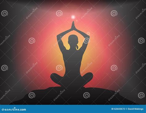 Yoga Arms Overhead Lotus Pose Glare Background Stock Illustration