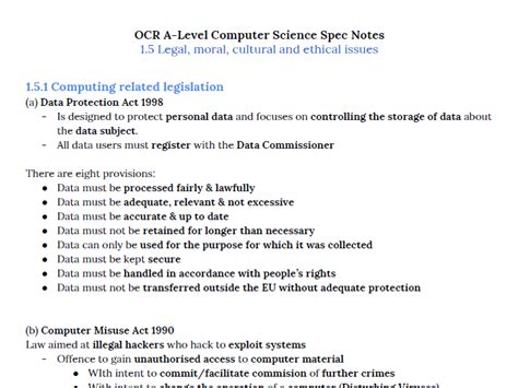 Ocr A Level Computer Science Notes Teaching Resources