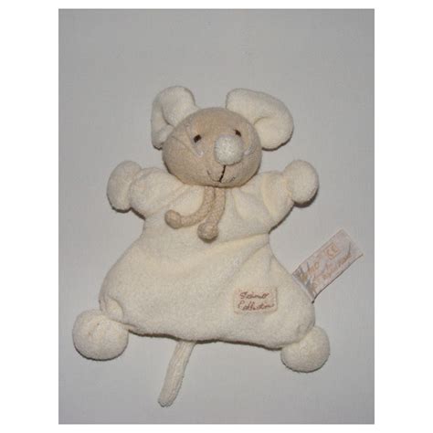 doudou semi plat souris écru TIAMO COLLECTION