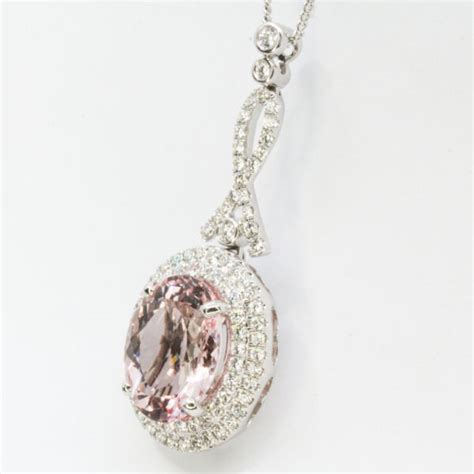 Ct White Gold Morganite And Diamonds Pendant Allgem Jewellers