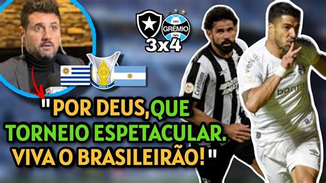 TV ARGENTINA FOI AO DELÍRIO JOGAÇO BOTAFOGO 3X4 GRÊMIO E HATTRICK