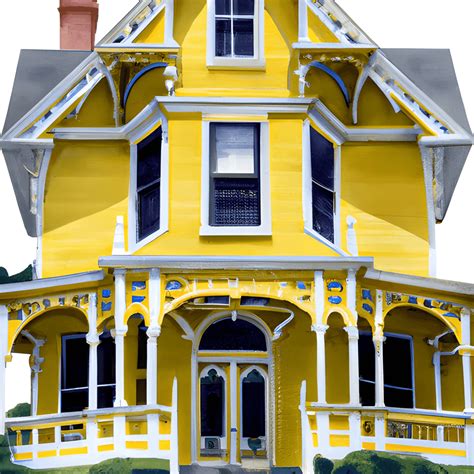 Yellow Victorian House Hyper Realistic Watercolor Painting · Creative ...