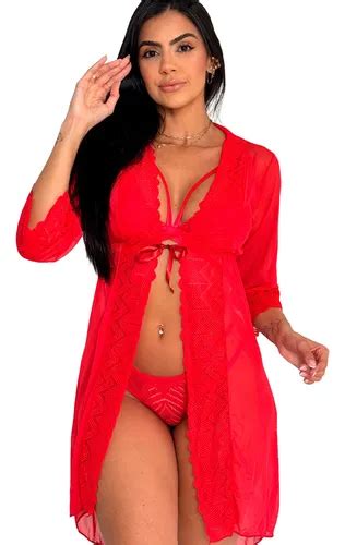 Lingerie Sexy Robe Tule Camisola Roup O Luxo Sensual Mercadolivre