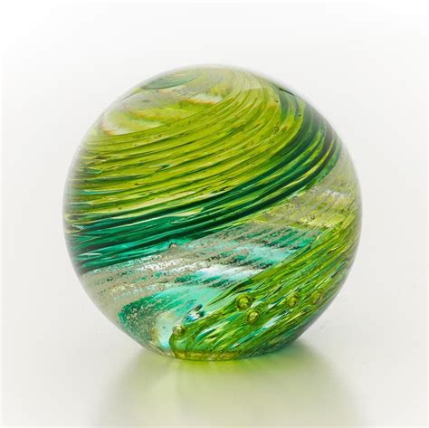 Hand Blown Glass Paperweight Orb With Cremation Ash Rainbow Sherbert Hand Blown Glass