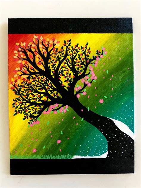 All four seasons painted as one tree