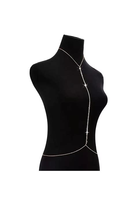 TakıConcept Ortası Taşlı Gümüş Renk Abiye Zincir Vücut Aksesuarı Bikini Üstü Vücut Zinciri