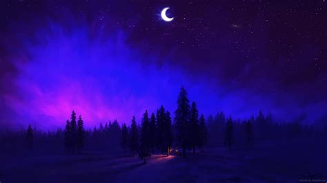 Purple Moonlight Forest Live Wallpaper - MoeWalls