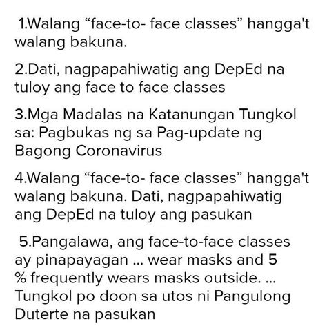 5 Opinyon Tungkol Sa Face To Face Classes Brainlyph