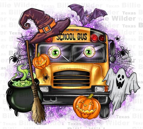 Halloween School Bus Png Sublimation Design Download Back to - Etsy UK