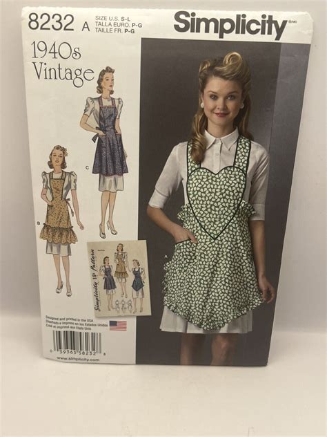 Simplicity Sewing Pattern 8232 Miss Vintage 1940s Style Retro Aprons