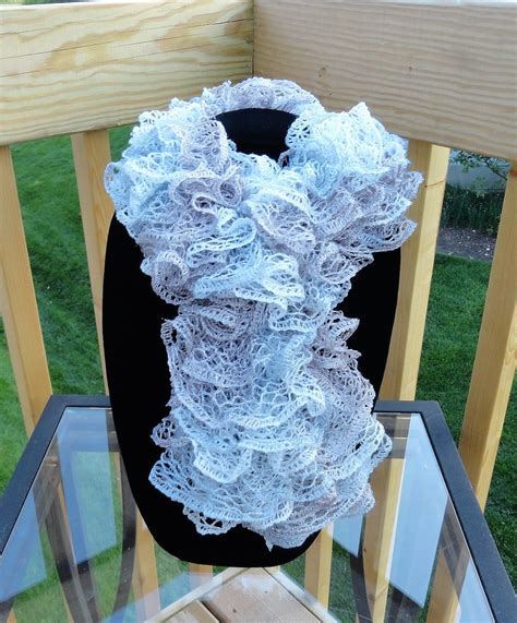 Pearl Hand Knit Sashay Metallic Ruffle Scarf Etsy