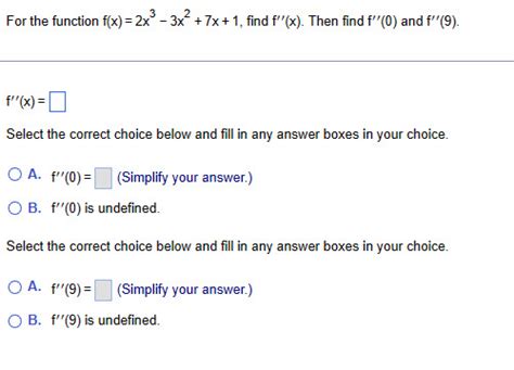 Solved For The Function F X 2x 3 3x 2 7x 1 Find