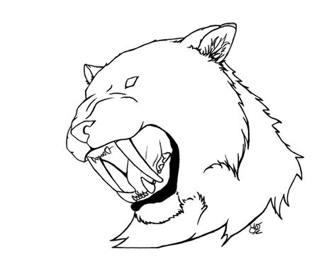 Sabertooth Tiger Head Coloring Pages