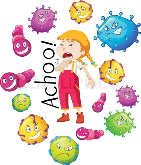 Girl And Many Virus On White Stock Vector Colourbox