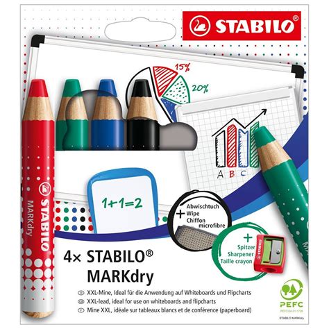 Set Marker Stabilo Markdry Pentru Tabla Alba Hartie Flipchart Conic