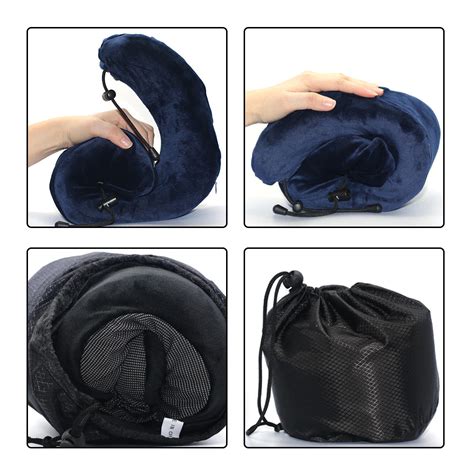 Rhodey Bantal Leher U Shape Foldable Travel Neck Pillow SER43 Blue