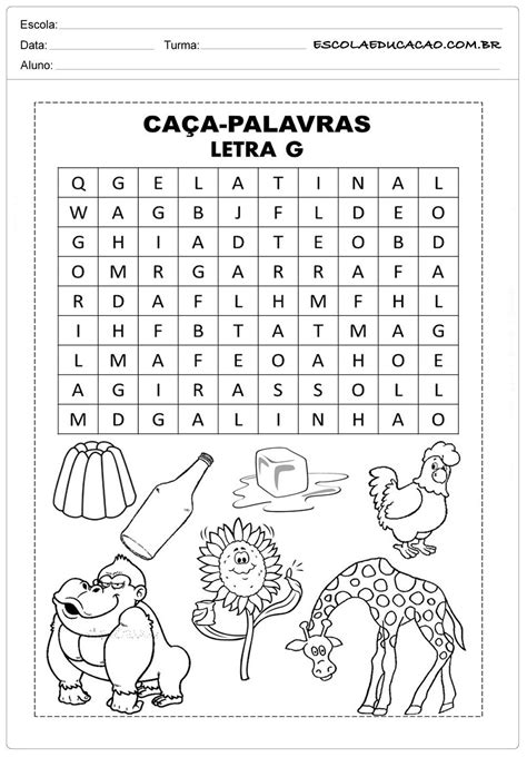 Atividades Com A Letra G Caça Palavras Escola Educação